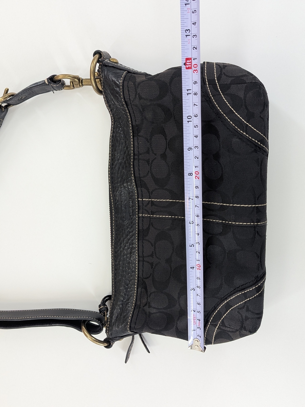 Vintage COACH Signature Shoulder Bag Black Monogram Jacquard Hobo 10561 Y2K - Picture 10 of 12